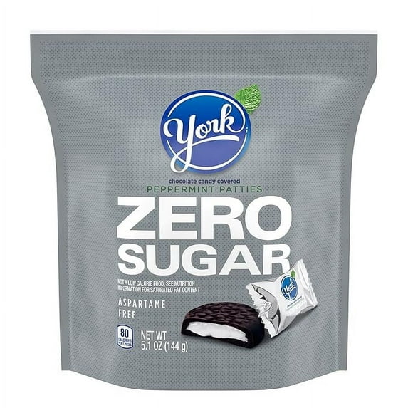 YORK Zero Sugar Chocolate Peppermint Patties, Candy Bag, 5.1 oz