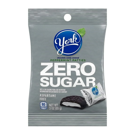 YORK Zero Sugar Chocolate Peppermint Patties, Candy Bags, 3 oz 12 Count