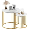 thumbnail image 1 of YORKING Nesting Coffee Table Set of 2, Round Table, Morden End Side Table Night Stand for Bedroom Dining Room (Marble White), 1 of 8