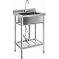 thumbnail image 1 of YORKING Stainless Steel Utility Sink, Free Standing Single Bowl Kitchen Commercial Sink Set with Cold and Hot Water Pipe for Laundry Room Farmhouse Indoor and Outdoor (22 inch), 1 of 8