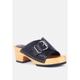 thumbnail image 1 of YORUBA Braided Black Leather Buckled Slide Clogs, 1 of 8