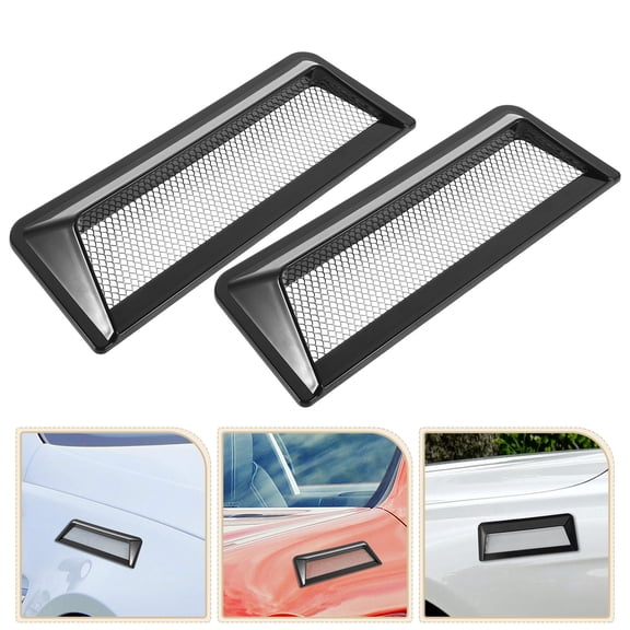 YOSADIER 1 Pair Automotive Hood Scoops Car Hood Vents Sticker Black ABS Decorative Vehicle Modification