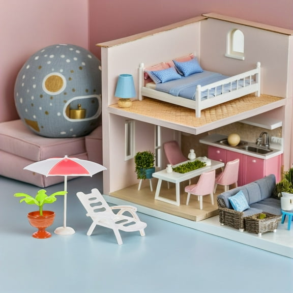 YOSADIER Miniature Pool Scene Set, Assorted Colors Plastic Model Accessories for Crafts, Dollhouses, and Projects