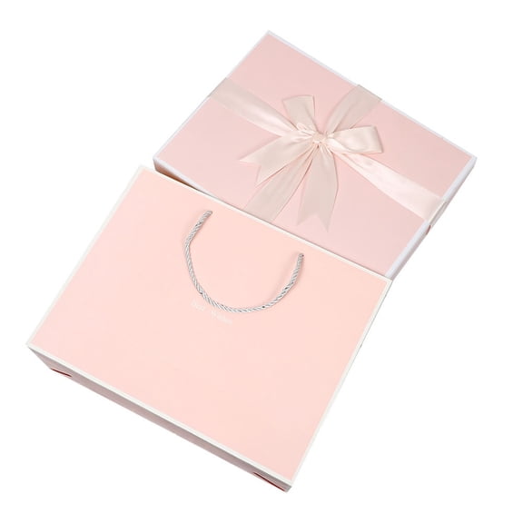 YOSADIER Pink Bow Ribbon Box Durable Paper for Xmas and Festivals 1Pc