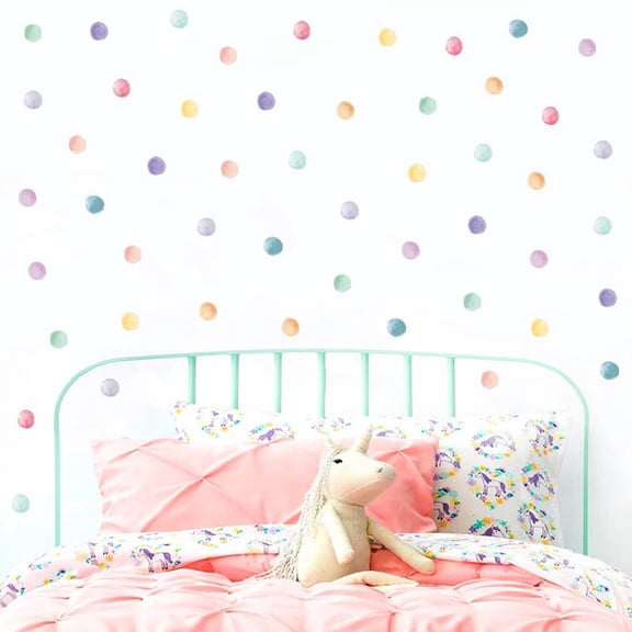 YOSADIER Decorative Watercolor Wall Decal Polka Dot Design Assorted Colors