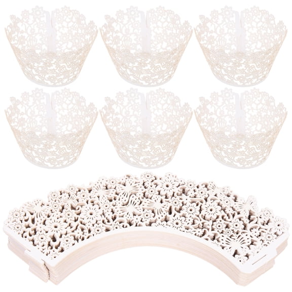 YOSADIER White Filigree Vine Cupcake Liners, Decorative Paper Baking Cups for Home Use, 100 Count