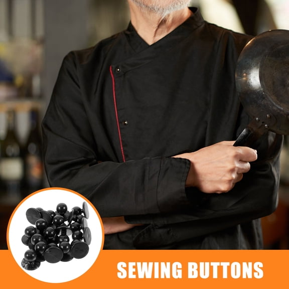YOSADIER 100pcs Black Decorative Buttons Plastic Round Ball Shape for Clothing Tailoring Projects