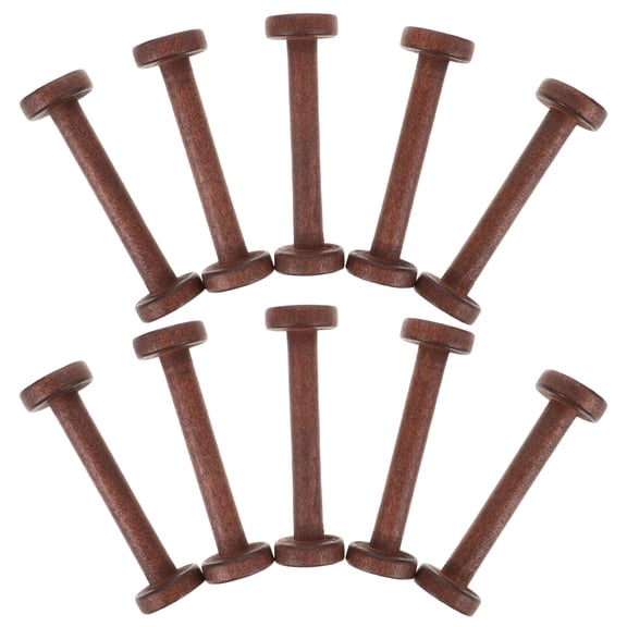 YOSADIER 10PCS Wooden Thread Spools Brown Natural Solid Wood Sewing Tools for Home and Craft Storage