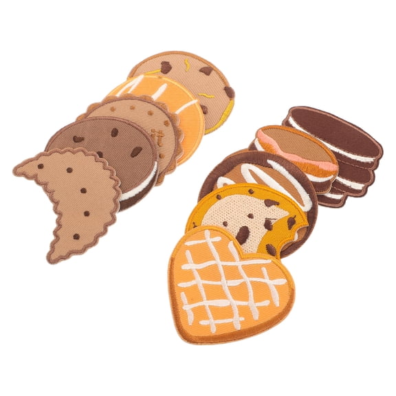 YOSADIER 10Pcs Assorted Color Cookie Iron on Patches Sew on Embroidered Decor for Clothes Accessories