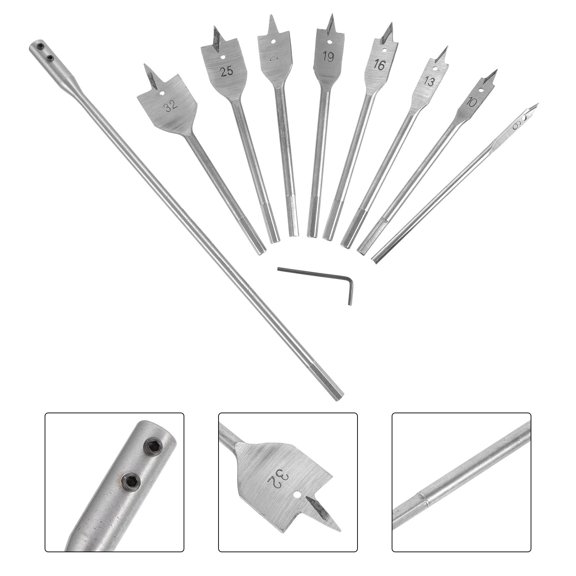 YOSADIER 10Pcs Woodworking Hole Opener Drill Bit Plated Silver Sturdy Durable 3 Blades Tool