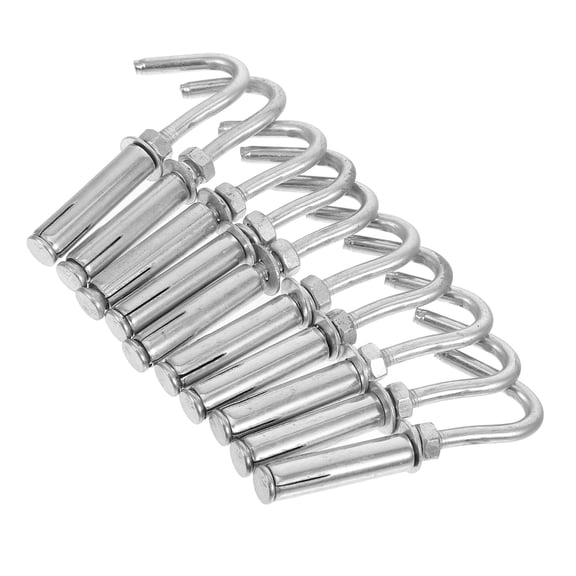 YOSADIER 10Pcs Metal Expansion Hooks for Walls and Ceilings Sturdy Plated Silver Concrete Fixings