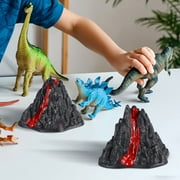 YOSADIER 12-Piece Dark Grey Plastic Volcano Toy Model Set, Realistic Volcano Statues for Kids and Collectors