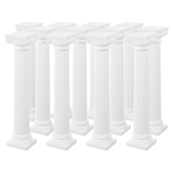 YOSADIER 12Pcs Roman Pillar Decor White Plastic Classical Miniature Pillar For Micro Landscape Yard