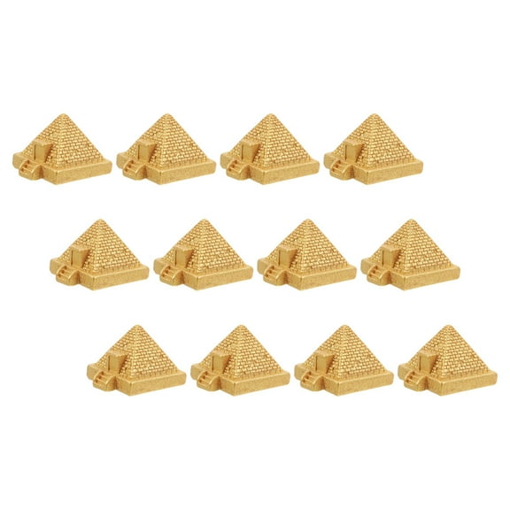 YOSADIER 12Pcs Golden Resin Pyramid Figurine for Garden Landscaping and Shelf Display Decoration