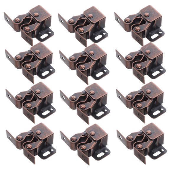 YOSADIER 12Sets Double Roller Catch Cabinet Latch Light Brown Zinc Alloy Spring Loaded Door Catch for Home