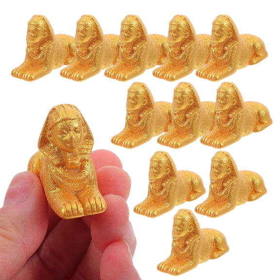 YOSADIER 12Pcs Golden Ancient Egyptian Sphinx Figurines Resin Home Decor Ornaments