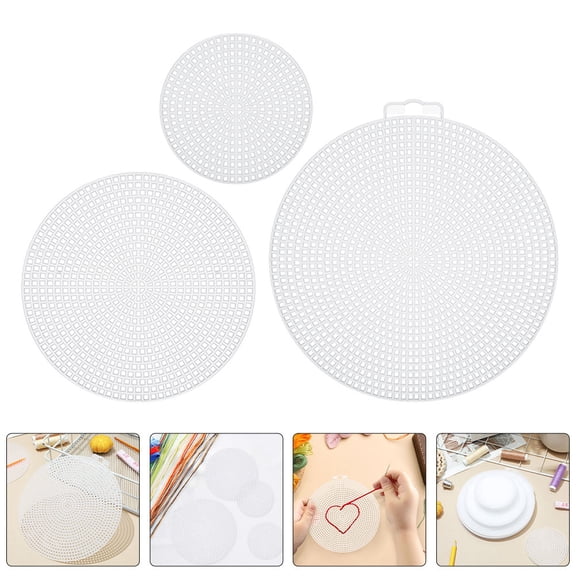 YOSADIER 15-Piece White Round Plastic Mesh Canvas for Crafts and Household Use with Smooth Finish