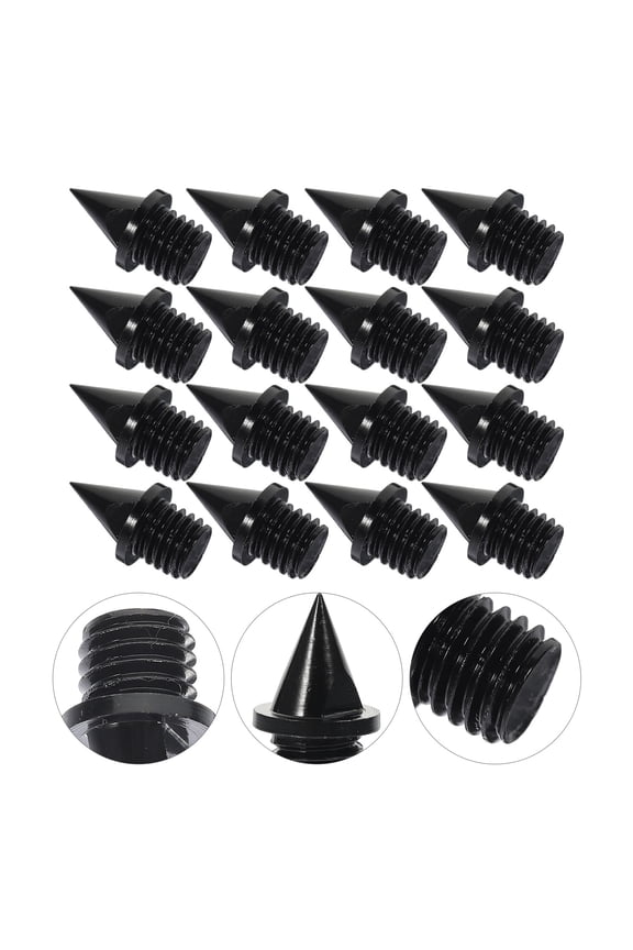 16Pcs Track Spike Set Black for Running Shoes Easy Screw on Replacement for Sprint Training
