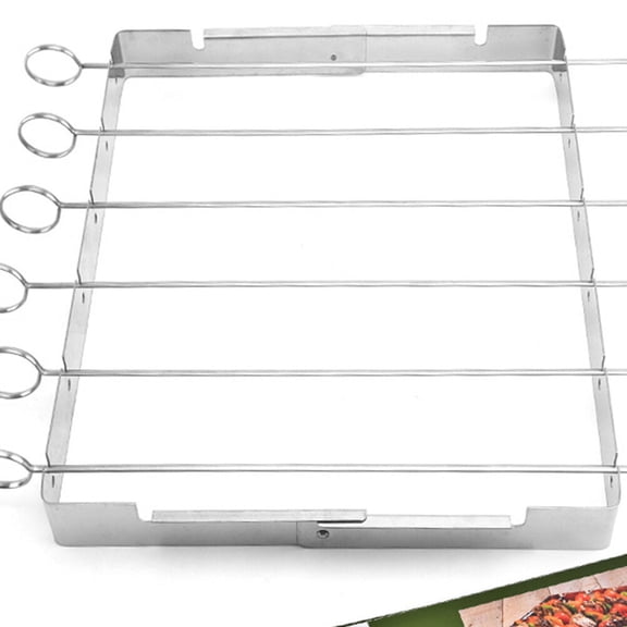 YOSADIER Compact Portable Stainless Steel Barbecue Grill with Handle for Rotating Food Skewers