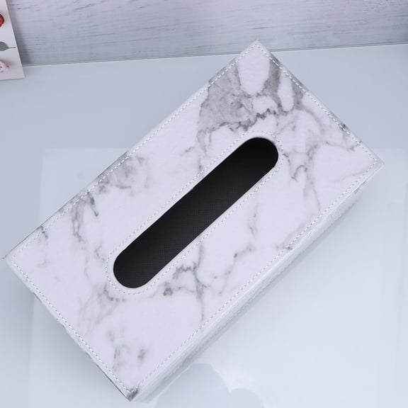 YOSADIER 1Pack Elegant Design White Marbled Tissue Holder Box for Paper Organization and Decorative Touch