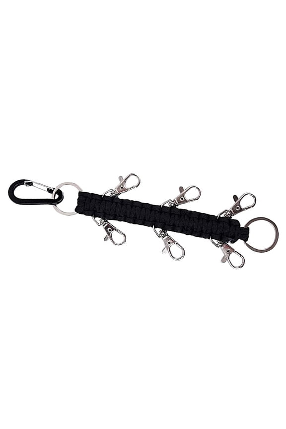 1Pack Survival Keyring Durable Key Chain with Carabiner for Climbing Black