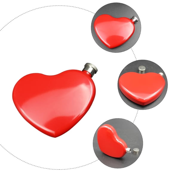 YOSADIER Red Stainless -Shaped Hip Flask, Portable Liquor Bottle for Travel and Outdoor Use, 1 Pc