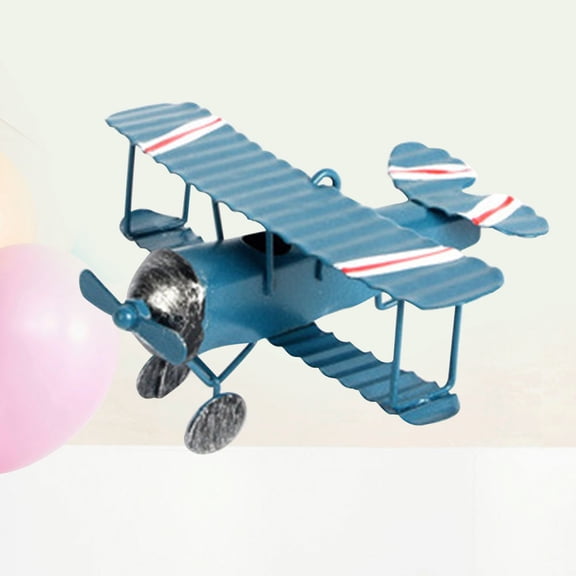 YOSADIER 1Pcs Desktop Ornaments Airplane Model in Blue Retro Style for Home and Office