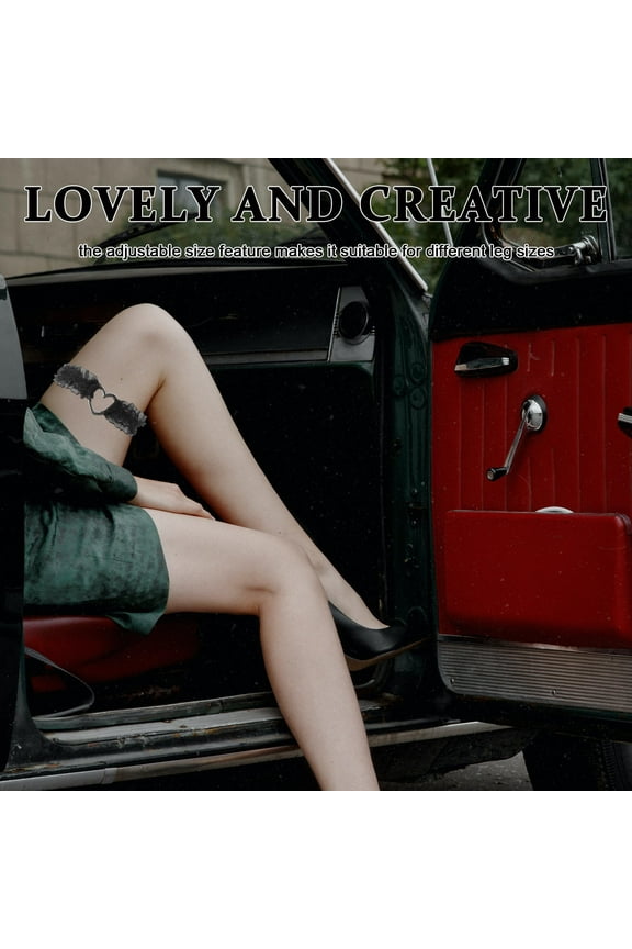 1Pcs Lace Leg Garter Black Circular Adjustable Size Fine Craftsmanship For Girls Dates