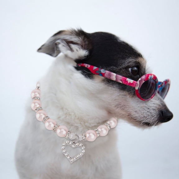 YOSADIER 1Pcs Puppy Necklace Adjustable Clasp Pet Accessory for Dogs Pink