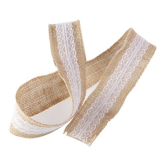 YOSADIER 1Set Burlap Ribbon Lace for Crafts Wedding Decoration Brown 5M*2In