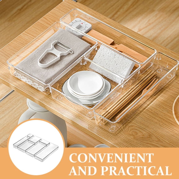 YOSADIER 1Set Clear Vanity Organizer Tray with Multiple Compartments for Cosmetics and Accessories