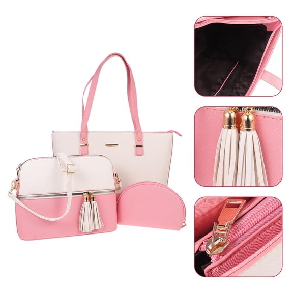 YOSADIER Fashion Handbag Set PU Material Tote Bag Storage Bag with Shoulder Handle Assorted Color