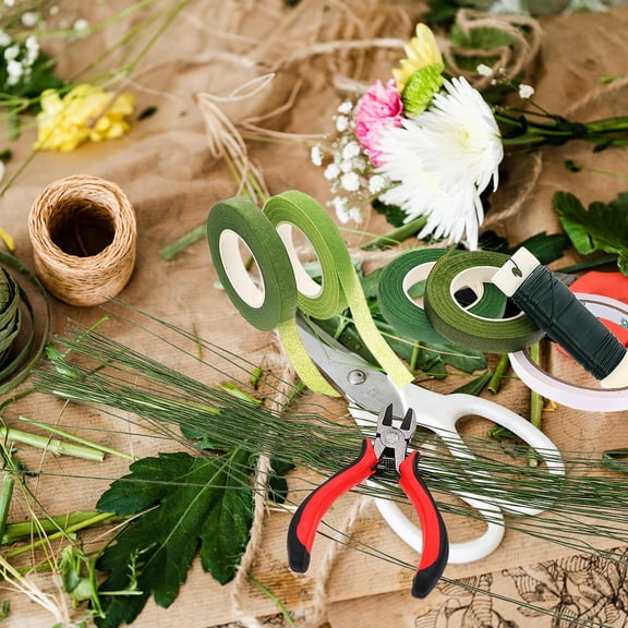 YOSADIER 1Set Green Flower Stub Wires with Tape for Wedding Bouquet Arrangements