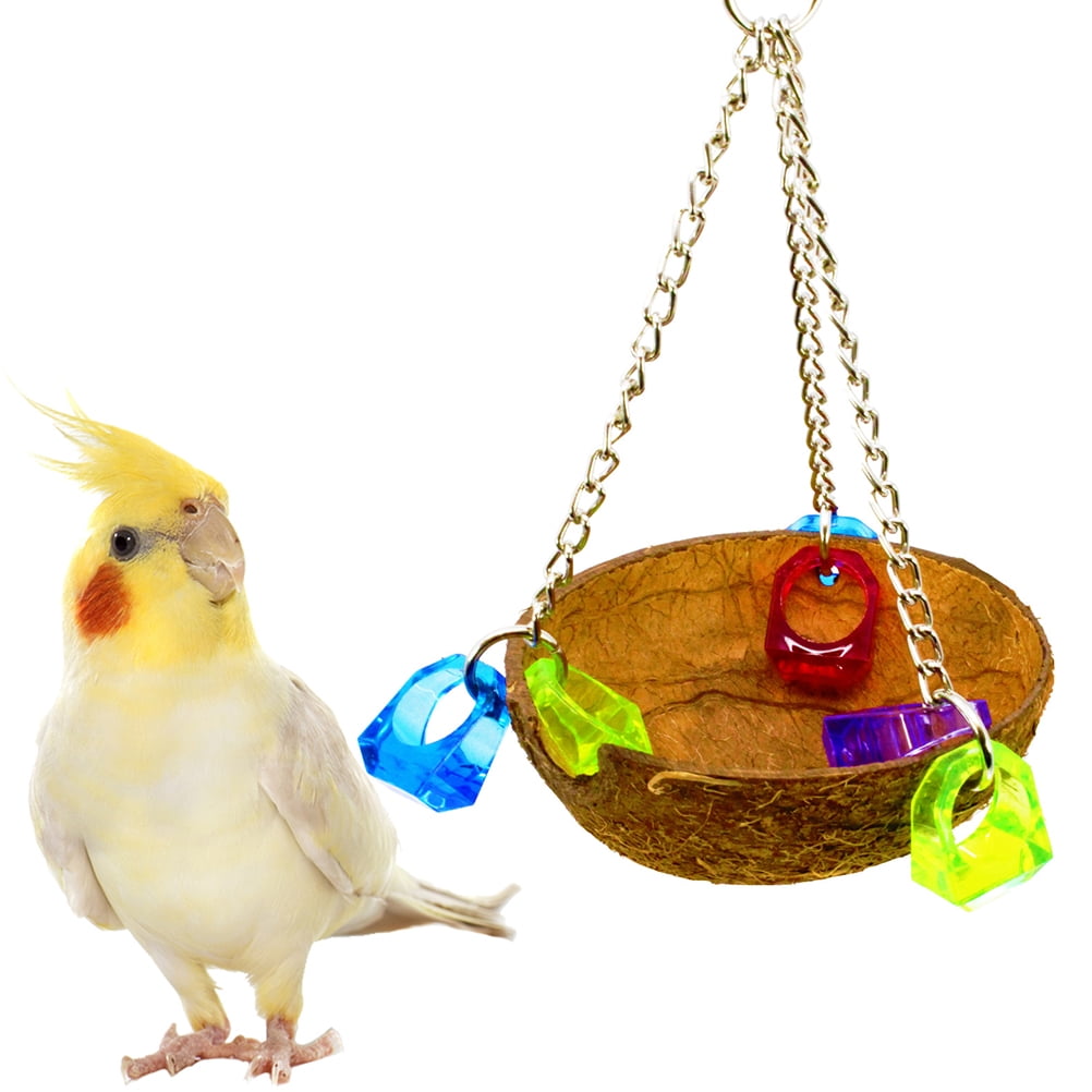 YOSADIER 1Set Parrot Hanging Nest Coconut Shell Round Shape Natural ...