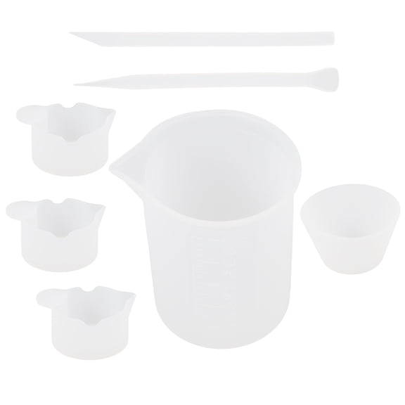 YOSADIER 1Set Silicone Resin Mixing Cups Kit White Reusable Measuring Cups for Epoxy Resin Crafts