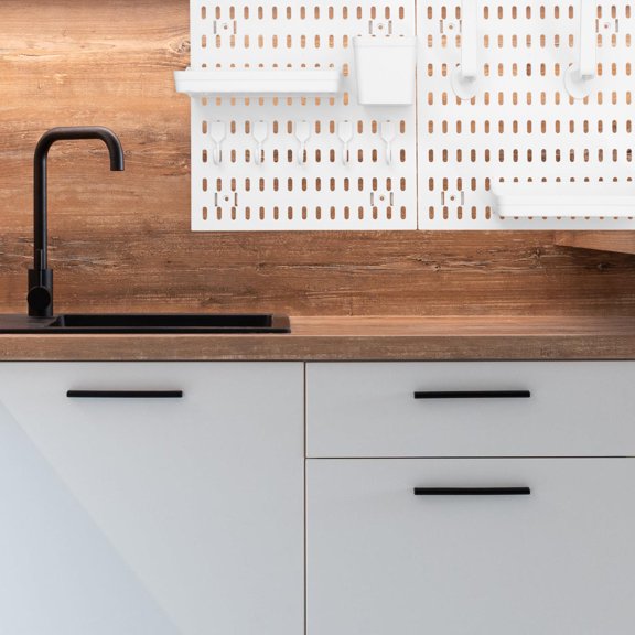 YOSADIER White Plastic Wall Pegboard Organizer Set for Kitchen Storage and Space Saving, and Easy to Install