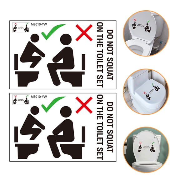 YOSADIER Black Warning Sign Toilet Lid Stickers PVC Bathroom Wall Decals Easy to Remove