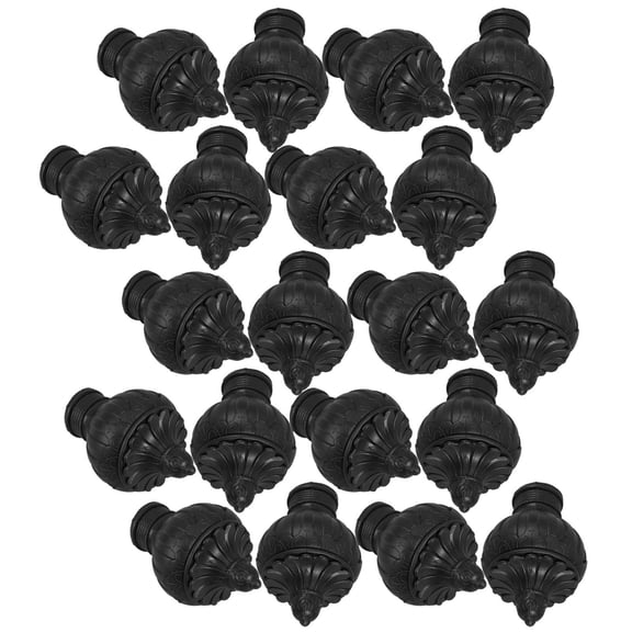 YOSADIER Black Acrylic Curtain Rod Finials with Elegant Floral Design, 20 Pieces for Home Decor and Window Treatments