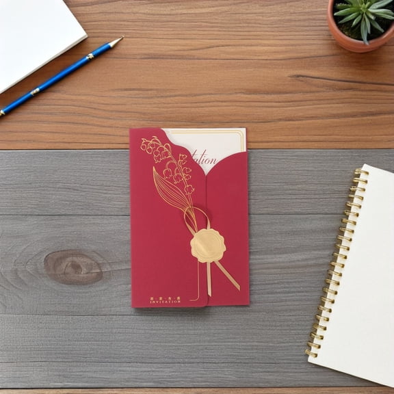 YOSADIER 20Pcs Elegant Red Wedding Invitation Cards for Garden Party with Envelopes