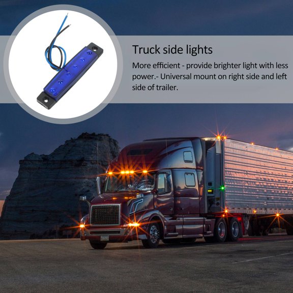 YOSADIER 2Pcs Blue LED Tail Lights for Truck Trailer with Stop Turn Brake Marker Waterproof Design