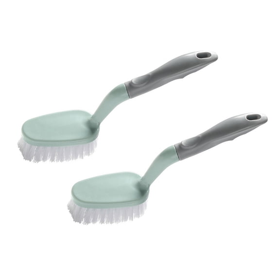 YOSADIER 2Pcs Cleaning Brush with Handle and Large Headed Bristles for Bathroom Use Plastic PP Green 9.24X2.08X1.38 In