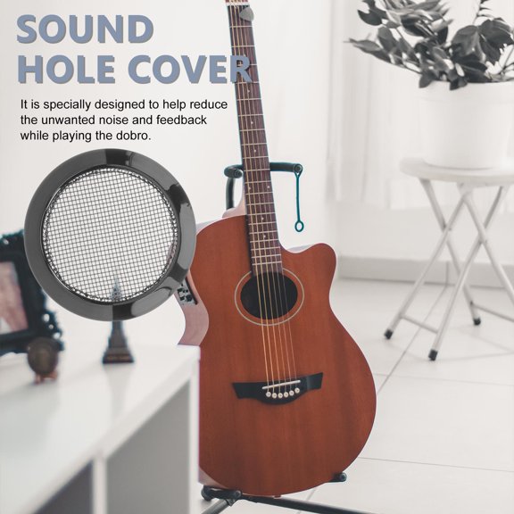 YOSADIER 2Pcs Dobro Guitar Soundhole Inserts Black Metal Screen for Reducing Feedback and Noise