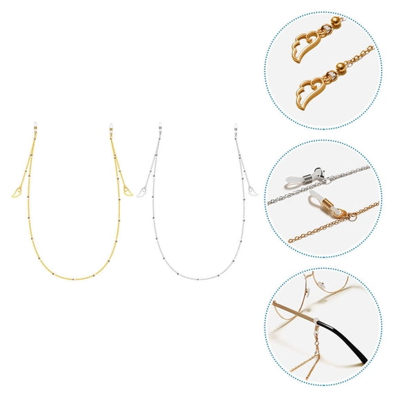 YOSADIER Metal Pendant Chain Assorted Color Decorative Eyeglasses Accessory 2Pcs
