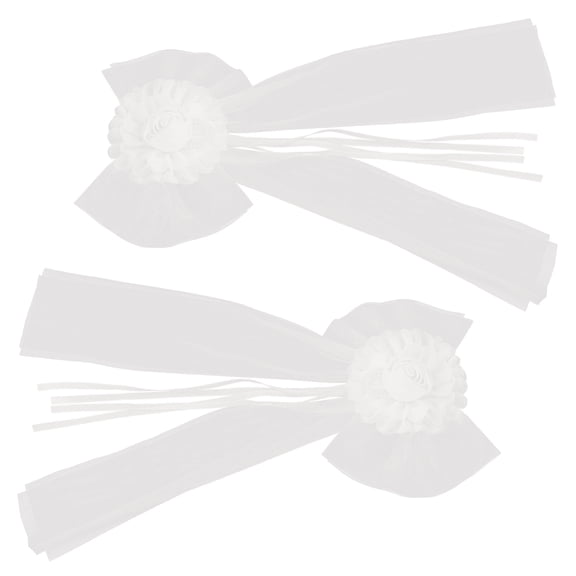 YOSADIER White Tulle and Satin Wedding Bow Decorations for Car and , 2 Pieces Elegant Bridal Accessories