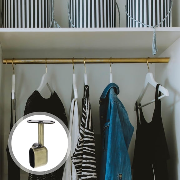 YOSADIER 2Pcs Golden Closet Rod Bracket Closet Rod Holder Corrosion Resistant Wardrobe Support for Shower