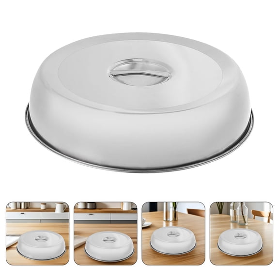 YOSADIER 2Pcs Plated Silver Stainless Steel Round Grill Covers for Melting Cheese and Steaming