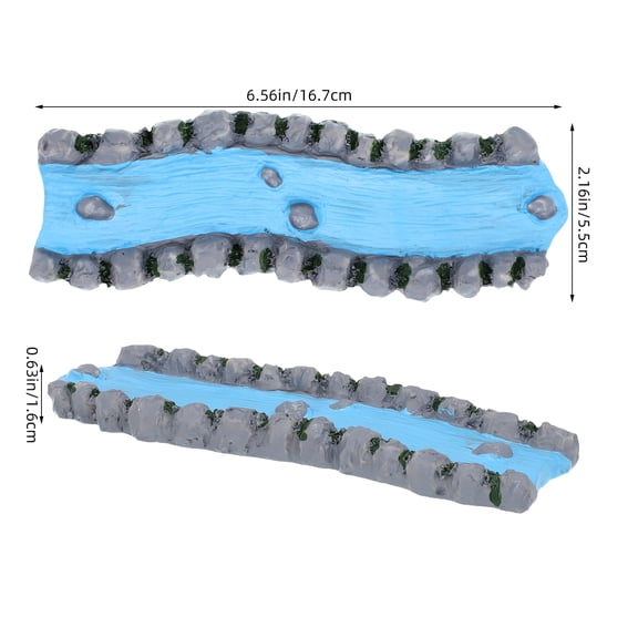 YOSADIER 2-Pack Miniature Resin Stream for Model Train Scenery, Landscape Decor Accessories, Realistic Water Effect