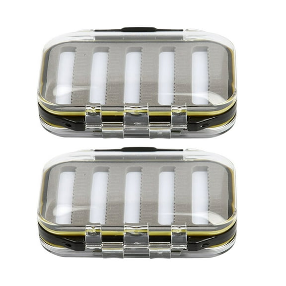 YOSADIER 2Pcs Black Pocket Size Fishing Fly Box with Tough Molded Body and Silicone Seal