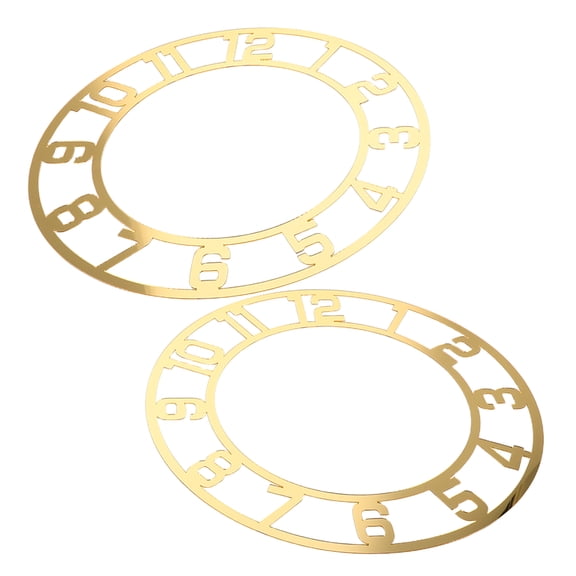 YOSADIER 2Pcs Round Golden Acrylic Clock Face for DIY Resin Crafts with Arab Numerals Display