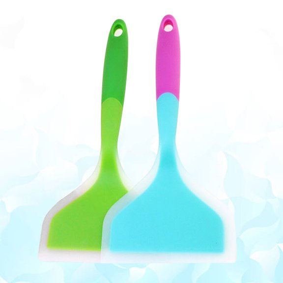 YOSADIER 2Pcs Food Grade Silicone Pan Turner with Hanging Hole and Nonstick Design